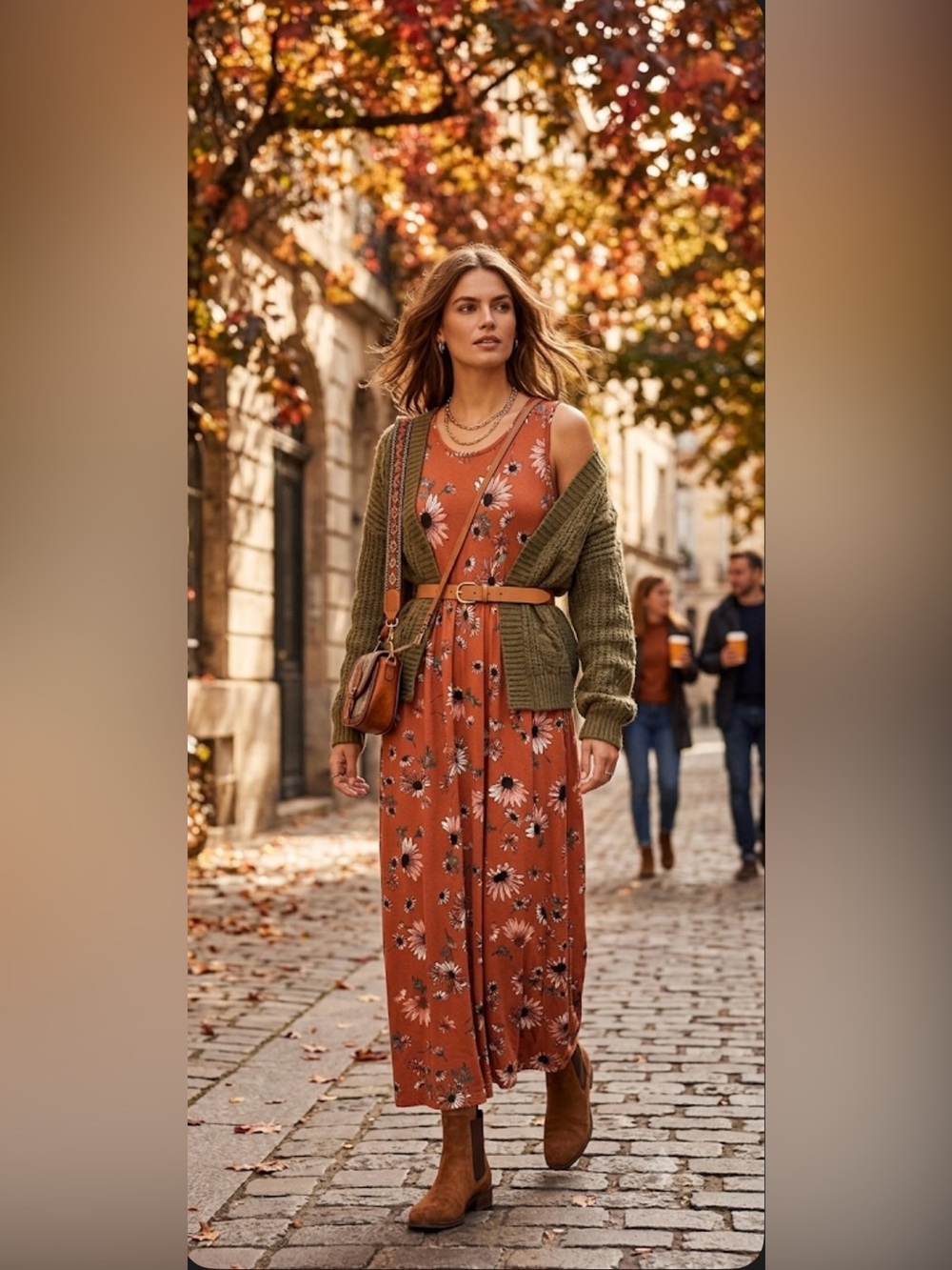 Maurices Floral Maxi Dress - Rust Orange